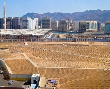 View of Jannatul Baqi with Masjid-e-Nabwi on the left